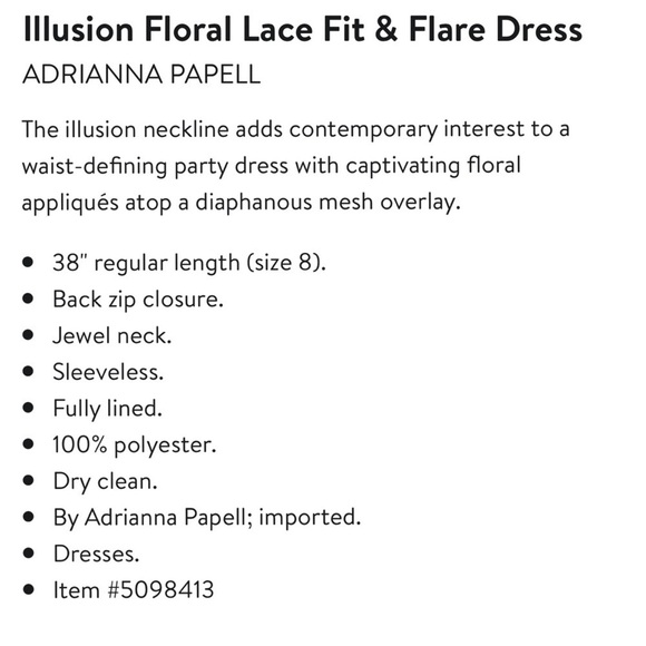 ADRIANNA PAPELL ILLUSION FLORAL SLEEVELESS WHITE NUDE LACE FIT & FLARE DRESS - Picture 3 of 16